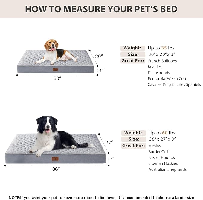 WNPETHOME Orthopedic Dog Bed Medium Size Dog, Waterproof Medium Dogs Bed with Removable Washable Cover, Multi-Needle Quilting Dogs Crate Bed-Mewly Pet