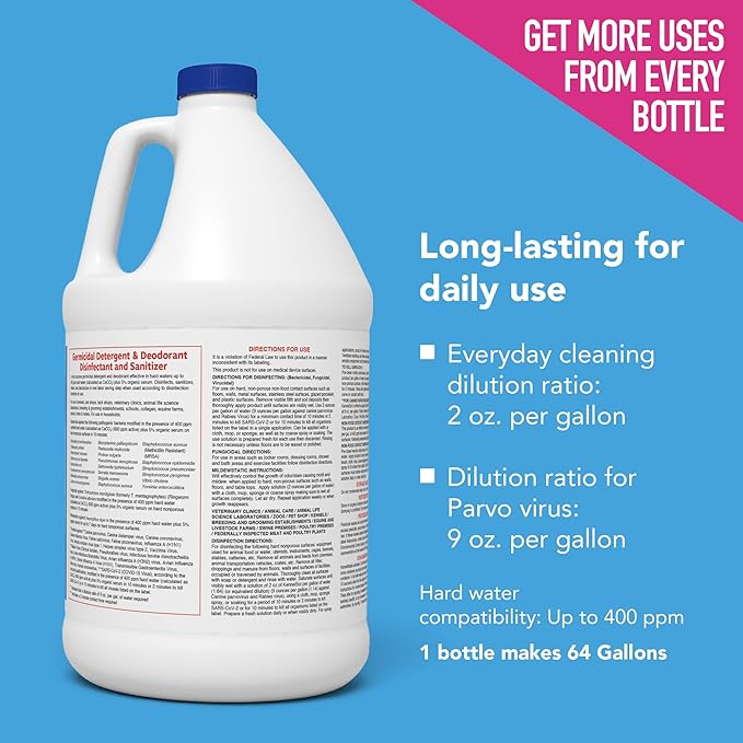 ATP KennelSol 1-Step Kennel Cleaner - 1 Gallon (Pack of 4) Liquid Disinfectant, Effective Against Bacteria and Viruses, Deodorizer Wintergreen Scent by Alpha Tech Pet-Mewly Pet