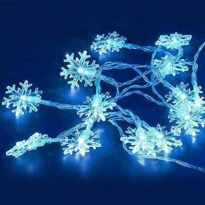 DomeStar Christmas Snowflake String Lights,9.8Ft 20 LED Battery Powered Christmas Fairy Lights Hanging Decor for Xmas Tree Party Wedding New Year Bedroom Patio Wall Indoor Outdoor Decorations Blue