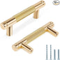 Knurled Cabinet Pulls 12 Pack, 3.5 Inch Long Cabinet Handles Metal Door Pulls, Kitchen Drawer Pull Knurled Dresser Handles - 2 1/2" Hole to Hole, Golden