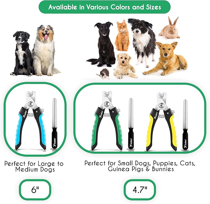 Candure Dog Nail Clippers Professional Pet Nail Clipper Suitable for Cats, Rabbits and Guinea Pigs - Safety Lock/Protective Guard to Avoid Over Cutting (Green, Medium to Small)-Mewly Pet