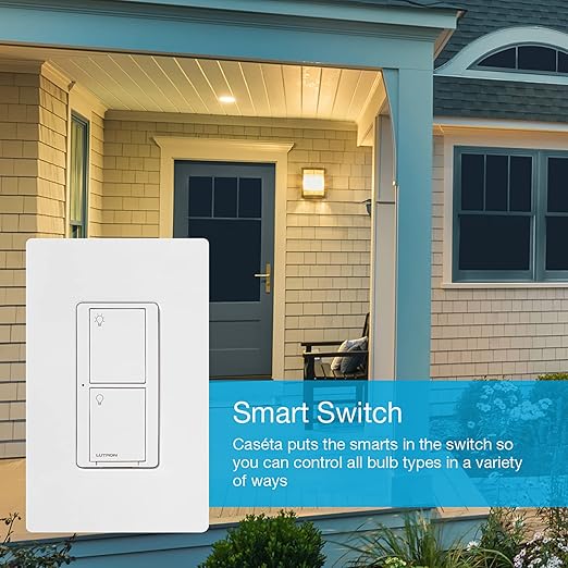 Lutron Caseta Original Smart Light Switch (Lutron Smart Hub Required), for Home, LED Lights, and Fans, 6 Amp, Single-Pole/3-Way, Neutral Required, PD-6ANS-WH 3 Pack, White