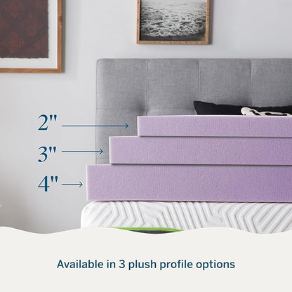 LUCID 2 Inch Lavender Infused Memory Foam Mattress Topper, Twin XL Size – Ventilated Design – Pressure Relieving Bed Topper - Mattress Pad – CertiPur Certified