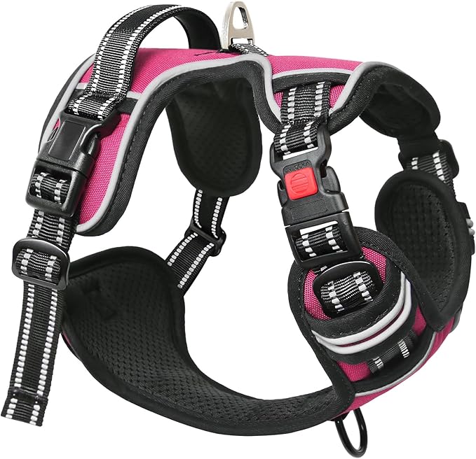Timos No Pull Dog Harness, No Choke Front Lead Dog Reflective Harness, Adjustable Soft Padded Pet Vest with Easy Control Handle for Small Medium Large Dogs, M-Mewly Pet