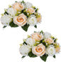 NUPTIO Pcs of 2 Fake Flower Ball Arrangement Bouquet,15 Heads Plastic Roses with Base, Suitable for Our Store's Wedding Centerpiece Flower Rack for Parties Valentine's Day Home Décor