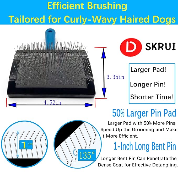 Dog Slicker Brush - Large Grooming Brushes for Dogs - Professional Groomer Supplies for Long Hair Pet - Slicker Brush For Goldendoodles-Easy To Use - Comfortable - Removes Long and Loose Hair-Mewly Pet