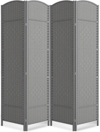 Paper Rope Room Divider, 4 Panel Wood Mesh Woven Design Screen with Double Sides Weaved, Foldable Portable Partition Divider Screen for Decorationg of Bedroom,LivingRoom,Office Separator