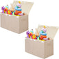 2 Pack Large Toy Box Chest Storage with Flip-Top Lid, Sturdy Kids Toy Storage Bin Boxes Container for Boys, Girls, Nursery, Closet, Bedroom, Playroom 25"x13" x16"(Linen Beige)