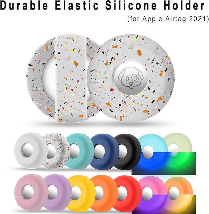 Airtag Holder for Dog Collar, Cibaabo Silicone Air Tag Case Cover Compatible with Apple Airtags for 0.8-1.2inch Cat Pet Collar Harness Loop-Mewly Pet