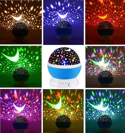 Borelor Star Night Light for Kids, 12 Color Changing Lights Modes with USB Cable, 360°Rotating Moon Star Projector Desk Lamp for Bedroom Party Decor & Girls Birthday Gift（Blue）