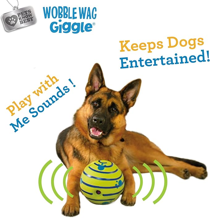 Wobble Wag Giggle Ball | Rolling Enrichment Toy for Fun Playtime, Interactive Play for Indoor or Outdoor, Keeps Dogs & Puppies Large, Medium or Small Busy & Moving, As Seen on TV | Pack of 1-Mewly Pet