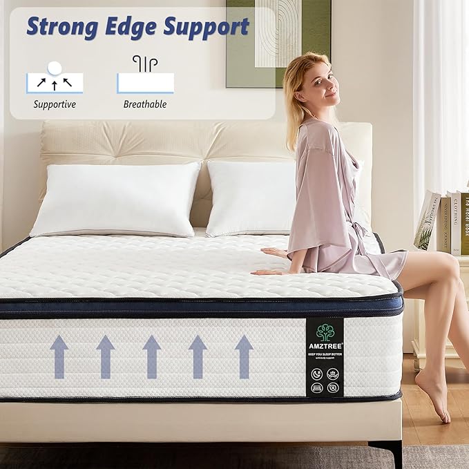 Full Size Mattress 12 Inch Full Mattress - Memory Foam & Pocket Coils Springs, Pressure Relief, Medium Firm Comfort, Motion Isolation, Ideal for All Sleep Positions, CertiPUR-US Certified