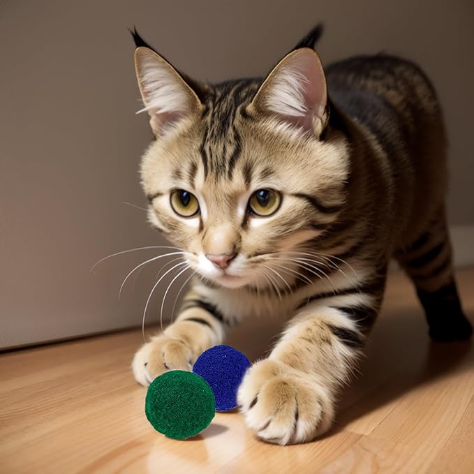 Cat Toy Balls, 30Pcs Premium Soft Pom Pom Balls for Kittens, 1,2'' Funny Interactive Cat Pompom Toys for Bored Indoor Cats Playing Plush Balls for Craft DIY Decorations,Cute Kitten Kitty Toys.-Mewly Pet