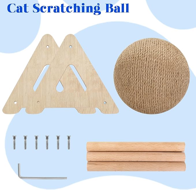 Outamateur Cat Scratching Ball Toy, Sisal Scratching Ball with Stable Stand, Interactive Cat Exercise Toy for Interactive Play and Exercise-Mewly Pet