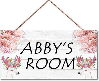 Personalized Unicorn Plaque, Magical Unicorn Sign, Kids Room Custom Name Door Wall Decor, Floral Nursery Art Plate, 5"x10" (12.5x25cm) Wooden Sign