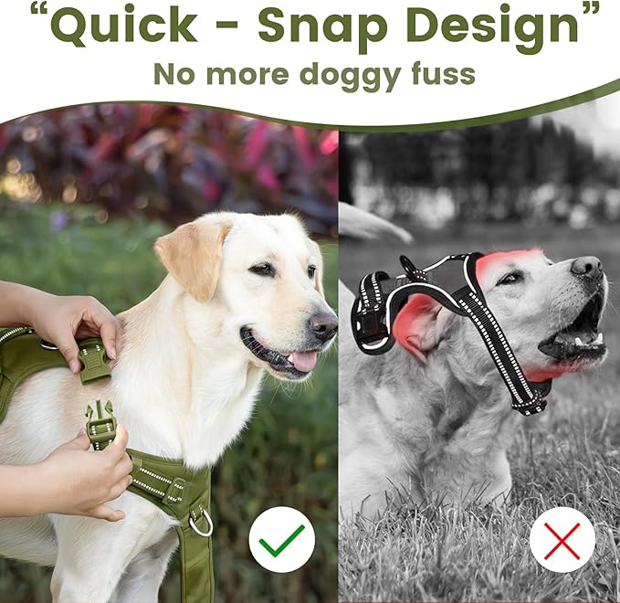 No Pull Dog Harness, Reflective Puppy Vest for Small Medium Large Sized Dog (Misty Green,L)-Mewly Pet