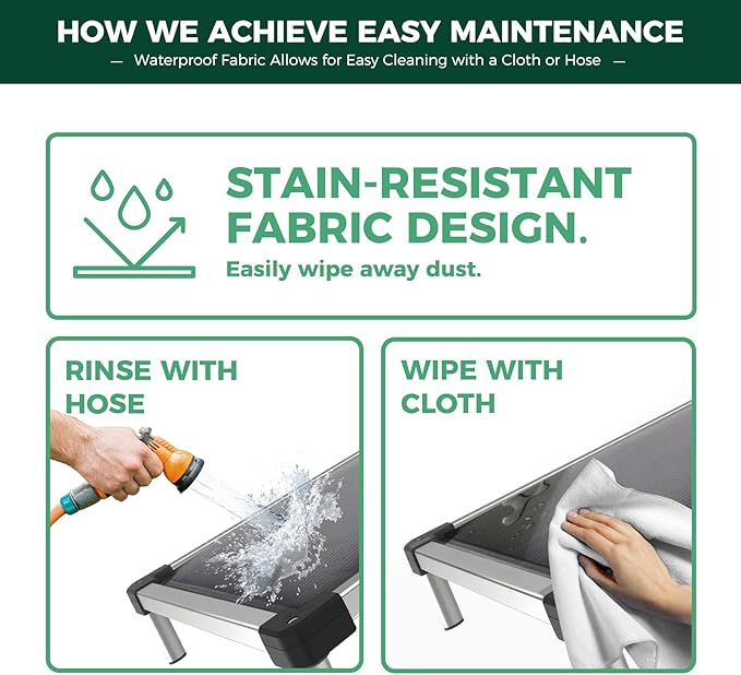 FXW TitanNest Chew-Proof Elevated Dog Bed, Raised Cot for Indoor/Outdoor/Camping Use, Durable & Washable Padded Pet Bed for Medium Dogs, 42.0" L x 27.0" W x 5.0" H, Gray-Mewly Pet