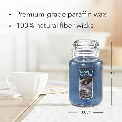 Yankee Candle Warm Luxe Cashmere Scented Classic 22oz Large Jar Single Wick Aromatherapy Candle Over 110 Hours of Burn Time Quality Paraffin Grade Wax Hand Straightened Wick