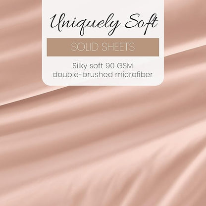 Linen Market Double-Brushed Microfiber Twin Sheet Set 3 Piece – Oeko-TEX Certified Ultra Soft & Wrinkle-Free - 16" Deep Pocket Sheets - Easy Care Twin Size - Blush