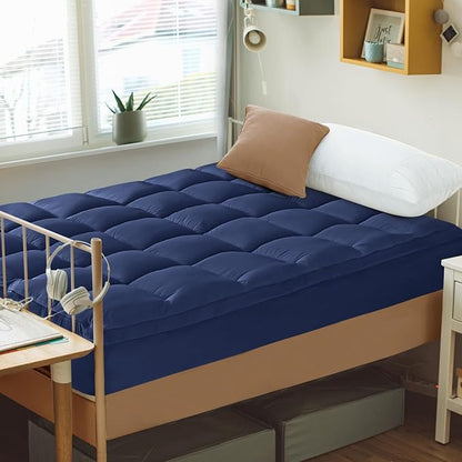 CYMULA Twin XL Mattress Topper - Soft Cooling Mattress Pad for College Dorm Room Essentials - Extra Thick Long Protector Cover for Back Pain, Single Bed Topper Pillow Top with 8''-21'' Deep Pocket