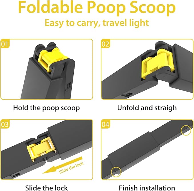 32" Heavy Duty Dog Pooper Scooper for Large Dogs, Extra Long Handle Foldable Poop Pick Up Tool with Durable Spring, Great for Yard, Lawns, Grass, Dirt, Gravel-Mewly Pet