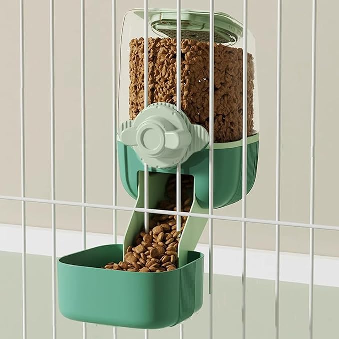 Pet Hanging Automatic Feeders Drinking Bowls，Gravity Rabbit Feeder and Water Set，Cage Cat Food Bowl Feeding Station for Puppy Kitten Chinchilla Hedgehog Guinea Pig Ferret (Green-Food)-Mewly Pet