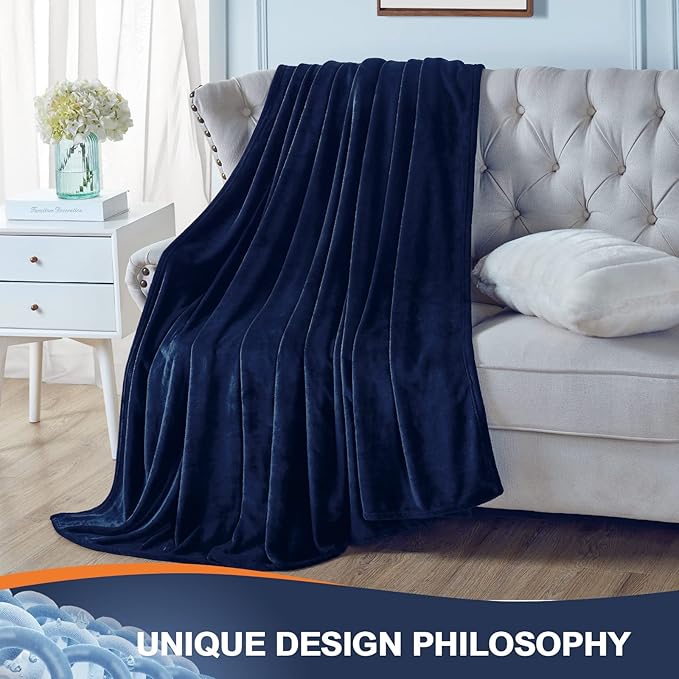 Walensee Fleece Blanket Plush Throw Fuzzy Lightweight (California King Size 108x102navy Blue) Super Soft Microfiber Cal King Size Flannel Blankets for Couch, Bed, Sofa Warm and Cozy for All Seasons