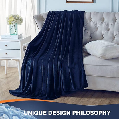 Walensee Fleece Blanket Plush Throw Fuzzy Lightweight (California King Size 108x102navy Blue) Super Soft Microfiber Cal King Size Flannel Blankets for Couch, Bed, Sofa Warm and Cozy for All Seasons
