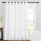 RYB HOME White Sheer Curtains Linen Textured Semi Sheer Drapes Light Airy Grommet Large Window Decor for Living Room Bedroom Dining Patio Door, White, W 100 x L 108 inch, 1 Panel