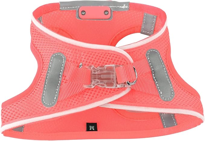 Light Up Dog Harness,Rechargeable LED Dog Harness for Small Medium Large Dogs,Reflective Lighted Safety Vest for Night Walking & Camping,Lightweight & Adjustable,Fluorescent Pink,XS-Mewly Pet