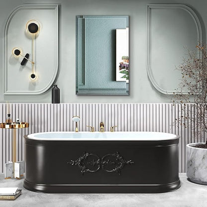 24"x36" Frameless Rectangle Wall Mirror with 1 inch Beveled Edge for Bathroom Vanity