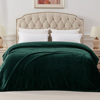 Exclusivo Mezcla Fleece Blanket King Size for Bed, Super Soft and Warm, All Season Use, Cozy, Plush, Lightweight, 90x104 Inches, Forest Green