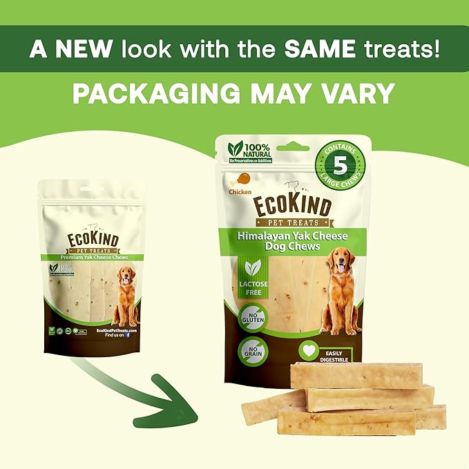 EcoKind Premium Gold Yak Cheese Himalayan Dog Chews, Healthy Dog Treats for Small Dogs, All Natural, High Protein Dog Chew, Chicken, Small - 8 Chews-Mewly Pet