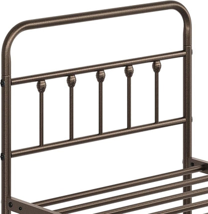 Yaheetech Classic Metal Platform Bed Frame Mattress Foundation with Victorian Style Iron-Art Headboard/Footboard/Under Bed Storage/No Box Spring Needed/Twin Size Bronze