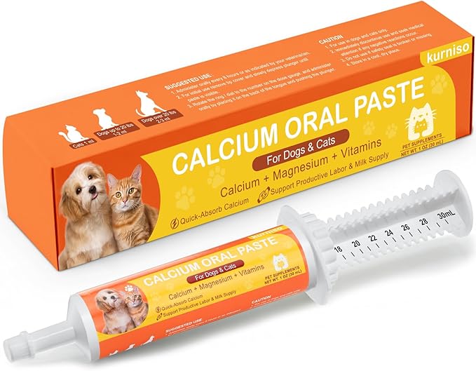 Oral Calcium for Dogs & Cats, Puppy Whelping Supplies-Supporting Milk Production & Efficient Labor, Daily Dog Calcium Supplement for Rapid Absorption & Recovery, 1 Oz-Mewly Pet
