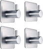 Adhesive Towel Hooks Heavy Duty Wall Hooks Waterproof Stainless Steel Hanger for Hanging Coat, Hat, Towel Robe Hook Rack Wall Mount- Bathroom and Bedroom 4-Packs