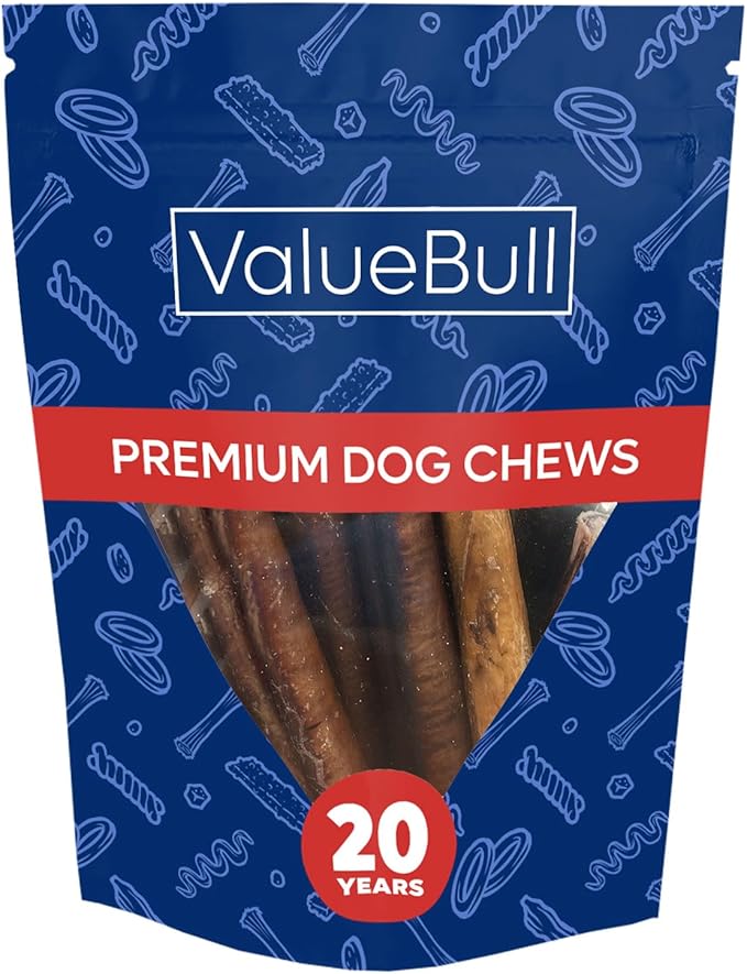 ValueBull Bully Sticks for Large Dogs, Super Jumbo 6 Inch, 10 Count - All Natural, Grass Fed, Single Ingredient, Long Lasting Dog Treats for Aggressive Chewers-Mewly Pet