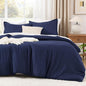 Litanika Comforters Navy Blue Oversized Queen Size, 3 Pieces Lightweight Solid Bedding Set & Collections, All Season Fluffy Bed Set (98x98In Comforter & 2 Pillowcases)