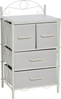 Household Essentials Victoria Dresser Nightstand Storage Organizer with 4 Drawers Metal Frame and Scandinavian White Top
