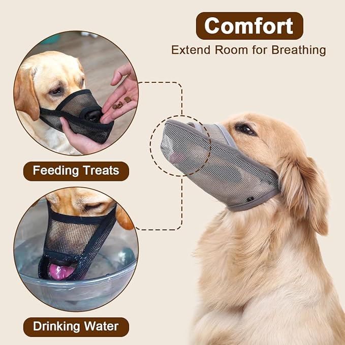 Crazy Felix Nylon Dog Muzzle for Small Medium Large Dogs Dachshund Beagle Poodle Labrador, Air Mesh Breathable and Drinkable Pet Mouth Guard for Anti-Biting Chewing Scavenging(XS, Grey)-Mewly Pet
