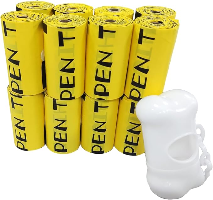 Dog Poop Bag, Biodegradable, Waste Bags with Dispensers, Guaranteed Leak Proof and Extra Thick, Certified Home Compostable, Plant-Based Dog Waste Bags, Eco-Friendly, 240 counts 16 rolls (Yellow, 16)-Mewly Pet