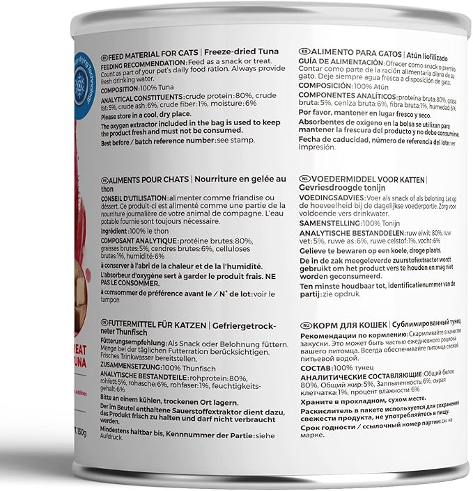 Freeze Dried Cat Treats - 100% Tuna Grain Free Raw - Natural Balance Limited Ingredient High Protein Cat Snacks 130g/4.59oz - Picky Eater Challenger-Mewly Pet