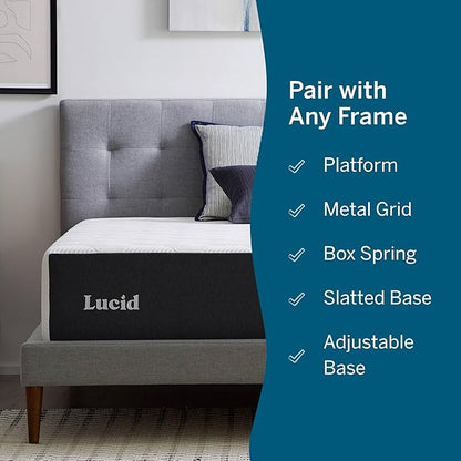 Lucid 14 Inch Memory Foam Mattress - Medium Firm Feel - Infused with Refreshing Bamboo Charcoal and Cooling Gel - Bed in a Box - Temperature Regulating - Pressure Relief - Breathable - Full Size