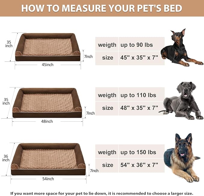 BFPETHOME Dog Beds for Large Dogs, Orthopedic Dog Bed for Medium Large Dogs,Big Waterproof Couch Pet Bed with Removable Washable Cover-Mewly Pet