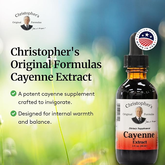Christopher's Original Formulas Cayenne Extract - 2 fl oz Liquid | Premium Herbal Supplement for Wellness-Mewly Pet