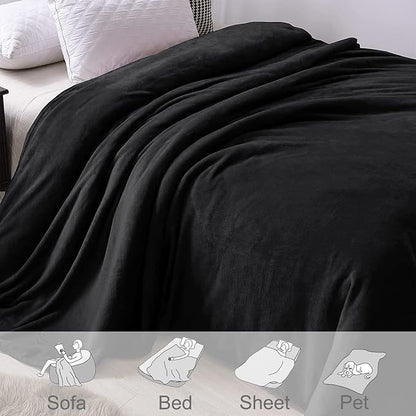 Exclusivo Mezcla Fleece Blanket Twin Size for Bed, Super Soft and Warm, All Season Use, Cozy, Plush, Lightweight, 90x66 Inches, Black