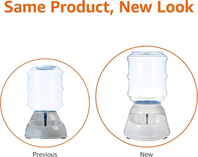 Amazon Basics Gravity Pet Water Dispenser for Cat, Dog, 1 gallon Capacity, Small, Gray-Mewly Pet