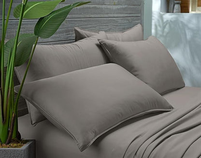 California King Sheets by Pure Bamboo, Genuine 100% Organic Viscose Derived from Bamboo Bed Sheet Set, Soft & Cooling, Double Stitching, Lifetime Quality Promise (California King, Graphite)
