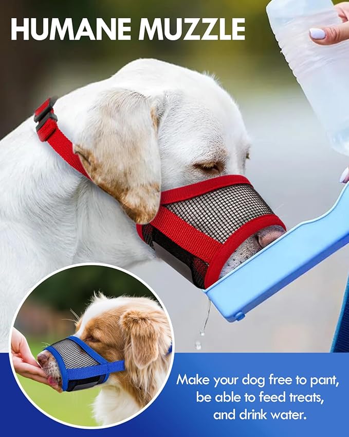 Dog Muzzle, Soft Air Mesh Muzzle for Small Medium Large Dogs Anti Biting Barking Chewing, Breathable Drinkable Adjustable Loop Pets Muzzle for German Shepherd Husky Labrador Retriever (Red,S)-Mewly Pet