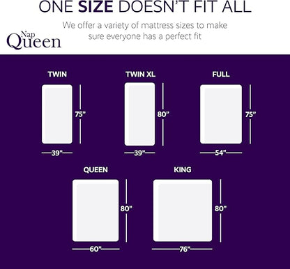 NapQueen 6 Inch Twin-XL Size Mattress, Cooling Gel Memory Foam Mattress, Bed in a Box,White